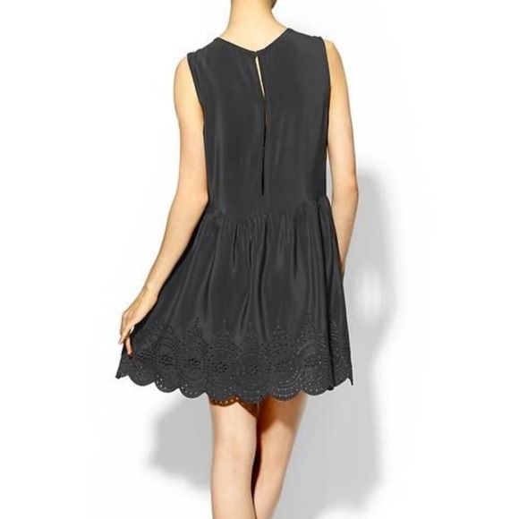 Joie Marciel B Silk Eyelet Dress Black Keyhole - Picture 2 of 7